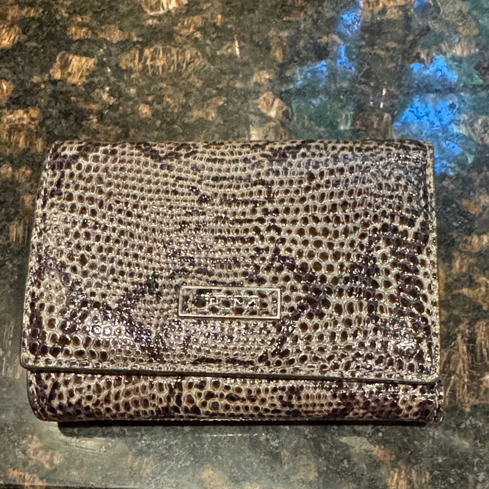 Tumi Snakeskin Textured Wallet in Black and Brown